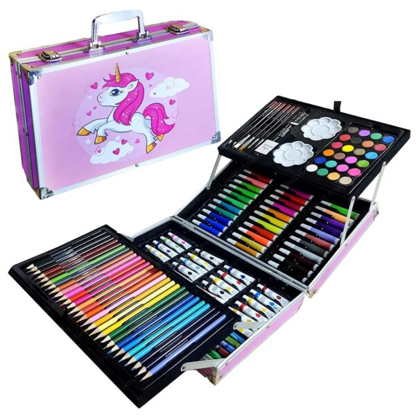 Unicorn Themed Kids Art Kit with Carrying Case