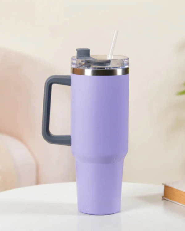 Large Insulated Tumbler with Handle & Straw